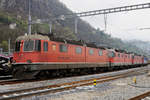 Re 6/6  Prototypen auf dem Abstellgeleise in Bellinzona-San Paolo.