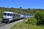 railadventure Re 620 003-4 mit einem KISS nach Schweden im Schlepp am 14.04.2020 bei Villnachern AG in Richtung Basel Badischer Bahnhof.