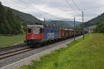 Re 620 089-3 fährt am 27.07.2023 Richtung Bahnhof Gelterkinden.