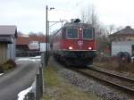 Die Re 620 auf der Verbindungslinie in Romanshorn, 04.01.2011.