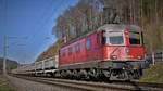 Re 620 040-6  Münchenstein  auf dem Weg nach Wildegg mit dem Aushubzug vom Gubrist am 16.03.2020 kurz vor Schinznach-Bad (Brugg).