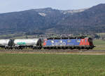 Re 620 079-4  Cadenazzo  bei Selzach am 19. Februar 2021.
Foto: Walter Ruetsch