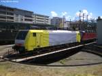 E189 994/ ES 64 F4 094 und Re 6/6 11679 ''Cadenazzo'' am 3.8.07 auf der Drehscheibe des Depot Chiasso.