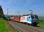 Die Kieszge Wdenswil-Schindellegi-Wdenswil, die normalerweise von zwei Re 4/4 II gezogen werden, wurden am 6.Oktober 2010 ausnahmsweise von der SOB Re 446 017 und einer Re 6/6 der SBB gefhrt.