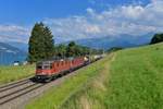 Re 420 343 und eine Re 620 mit einem KLV am 13.06.2017 bei Spiez.