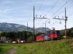 Re 10/10 Packet mit Containerzug bei Schwyz am 1.10.2007