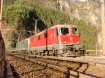 Re 10/10 mit GZ auf der Maderanertalbrcke bei Amsteg am 24.01.2008