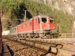 Re 10/10 mit GZ auf der Maderanertalbrcke bei Amsteg am 24.01.2008