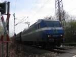 NIAG 14 mit einem Kohlezug bei der Anfahrt am Km  28,190 am 08.04.2008 