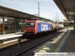 481 006 der SBB Cargo, fhrt grade durch Eberswalde Hbf.