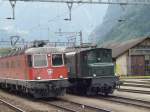 SBB Re 6/6 11653  Gmligen  und Ae 8/14 11801 am 05.07.03 in Erstfeld