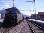 Ae 6/6 11405 steht in Sargans mit dem Zug 64726 zum RBL.
