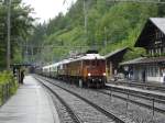 BLS / 100 Jahre Ltschbergbahn in Frutigen - Ae 6/8 205 und Ae 6/8 208 mit Extrazug unterwegs bei Blausee-Mitholz am 29.06.2013