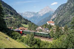 SBB Historic Ae 8/14 11801 anlässlich einer Märklin-Reise am 4. August 2019 bei Wassen. Auch an dieser Stelle sind die Büsche und Bäume seit meinem letzten Besuch ziemlich gewachsen - noch geht es einigermassen zum Fotografieren.