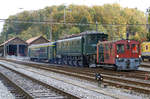 Verein Depot und Schienenfahrzeuge Koblenz (DSF)
TRIEBWAGEN TREFFEN KOBLENZ 20. Oktober 2007.
Rangierfahrt vom Bahnhof Koblenz zum DSF Depot mit dem kleinen Tm.
Der besondere Gast war die Ae 4/7 11026.
Foto: Walter Ruetsch
