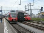 Ae4/7 10905,ein Talent Triebzug und RAe4/8 1021 am 25.5.08 in St Margreten.