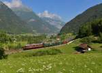 Ae 6/8 208 mit einem Sonderzug nach Göschenen am 21.06.2014 bei Amsteg-Silenen.