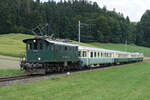 Verein Historische Eisenbahn Emmental (VHE).
Verein Pendelzug Mirage (VPM).
Der VPM-Pendelzug mit dem BDe 4/4 II 201  BURGDORF  unterwegs auf der Museumsstrecke zwischen Huttwil und Dürrenroth am 11. September 2021. Ab Huttwil bis Sumiswald-Grünen leistete die ehemalige EBT Be 4/4 102 Vorspann.
Foto: Walter Ruetsch 