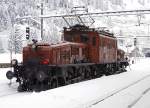 SBB HISTORIC: Ce 6/8 ll 14253 im winterlichen Göschenen als Extrazug für die prominenten Herren Mathias Tromp und Lavive d'Epinay am 21.