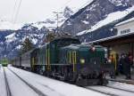 SBB HISTORIC: Sonderzug ab Basel-HB zur Eröffnung der Belle-Epoque-Woche mit der Ce 6/8 l 14305 bei der Ankunft in Kandersteg am 22. Januar 2012.
Foto: Walter Ruetsch