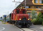 SBB/HSTB: Remisenfest des Vereins Historische Seethalbahn vom 3. September 2016.
Krokodilpendelzug mit De 6/6 15301 und Be 6/8 III 13302 als Strassenbahn bei Ballwil am 3. September 2016.
Foto: Walter Ruetsch