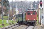 ex MthB  Ee 3/3 16318 bei der einfahrt in Bischofszell Stadt am 29.11.2015