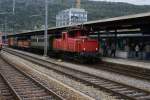 Ee 3/3 16383 steht am 25.9.10 mit den Wagen der Spanisch Brtli Bahn in Biel.