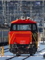 SBB - Rangierlok Ee 922 011-2 im Bahnhofsareal von Brig am 30.12.2010