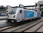 RailPool - Lok 187 002-1 abgestellt im Bahnhofsareal in Spiez am 04.01.2020