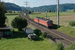 SBB: Güterzug mit Re 10/10 bei Bettenhausen am 24. August 2017.
Foto: Walter Ruetsch