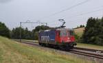 Die ehemalige Werbelok Re 420 268-5  Gottardo 2016  war am 13. August 2018 als Lokzug zwischen Erlen und Sulgen unterwegs.