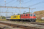 Messzug, mit der Re 4/4 II 11147, dem X 60 85 99-90 108-9 und dem BDt 50 85 82-33 986-9 durchfahren den Bahnhof Pratteln. Die Aufnahme stammt vom 28.08.2018.