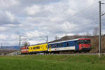 Messzug, mit der Re 4/4 II 11109, dem X 60 85 99-90 108-9 und dem BDt 50 85  82-33 986-9 fährt Richtung Bahnhof Itingen.