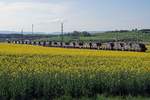 Panzerzug der Pz S 21 bei Gsteig.
Am 16. und 17. April 2020 wurden die Fahrzeuge der Pz Sap Kp 21/5 mit einem Zug von Thun Güterbahnhof nach Bure-Casernes transportiert. Für die Strecke Thun - Biel Rangierbahnhof stand die Re 420 329-5 im Einsatz. 
Nach der Übernachtung im RB Biel wurde für die Weiterfahrt bis Bure-Casernes die stärkere Re 620 007-5  WATTWIL  vorgespannt.
Dieser Zug hatte Biel noch während der Dunkelheit um 06:00h verlassen. 
Die Aufnahmen sind bei Gsteig, in Delémont und Glovelier entstanden.
Foto: Walter Ruetsch