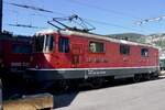 Die Re 4/4 11130 von SBB P die am 15.9.24 beim Re 4/4 Jubiläum beim Bahnhof Balsthal steht.