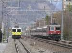 Wettrennen zwischen zwei verwandter Loks auf unterschiedlicher Spurweite bei Chur Wiesental.