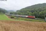 Re 4/4'' 11193 am 3.8.2014 zwischen Tecknau und Gelterkinden als IR 2178 nach Basel.