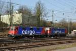 421 379-9 und 421 386-4 der SBB Cargo verlassen Aachen-West als Lokzug in Richtung Kln.