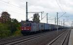421 389 fuhr am 20.10.13 mit einem Containerzug der TX Logistik am S-Bahnhof Dieskau Richtung Halle(S) vorbei.