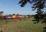 421 383-1 zusehen mit einem Containerzug am 09.10.14 an der Schöpsdrehe bei Plauen/V.