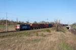 421 372-4 SBB Cargo mit einem Containerzug in Stendal und fuhr weiter in Richtung Salzwedel. 21.04.2015