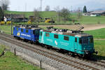 Lokzug ab Cornaux der WRS Widmer Rail Services AG bestehend aus den Re 430 114 und Re 430 115 zwischen Wangen an der Aare und Niederbipp unterwegs am 1.