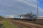 Doppeltraktion, mit den EDG Loks 446 017-6 und 446 018-4 durchfährt am 07.11.2022 den badischen Bahnhof.