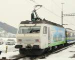 SOB Voralpenexpress - Nachschuss der Re 4/4 456 091-8 in Pfffikon/SZ am 16.01.2010