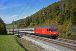 Re 460 033-4 fährt Richtung Bahnhof Tecknau. Die Aufnahme stammt vom 18.10.2021.