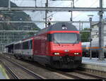 SBB - 460 057-3 unterwegs als Mess-Testzug im Bahnhof Visp am 24.07.2023