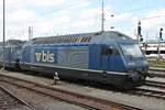 Am Mittag des 24.05.2018 steht Re 465 003-2 zusammen mit Re 465 012-3  Eurotunnel  abgestellt im nördlichen Abstellbereich vom Badischen Bahnhof von Basel und warteten dort auf ihren nächsten Einsatz.