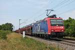 Re 482 011-4  ChemOil  mit einem Autozug aus Rotterdam Waalhaven, den sie seit Venlo (NL) bespannte, am Nachmittag des 21.07.2017 bei Buggingen und fuhr in Richtung Basel.