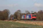 482 017-1 und 482 019-7 (SBB Cargo) fahren am 4. Februar 2012 um 14:41 Uhr mit einem Gterzug durch Ratingen