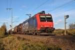 Am 09.11.2013 fuhr SBB Cargo Re 482 022-1 mit einem Kesselwagenzug durch die Ortschaft Mllheim (Baden) gen Basel.